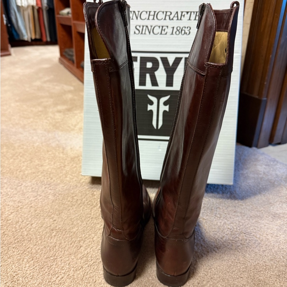 Frye Leather Melissa Tab Extended Calf Riding Boots - Picture 6 of 8
